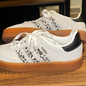 Adidas Samba White and Black Sneakers with Gum Sole